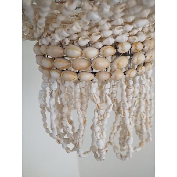 Vintage 33" Seashell Cowrie 2 Tiered Hanging Plant Holder Beach Coastal Shell - Picture 2 of 9
